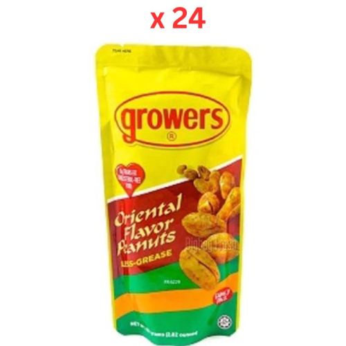 Growers Less Grease Peanuts 80G Oriental Flvr Pack Of 24 (UAE Delivery Only)