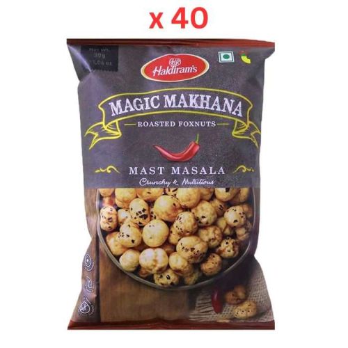 Haldirams Roasted Foxnuts Mast Masala - 30 Gm Pack Of 40 (UAE Delivery Only)