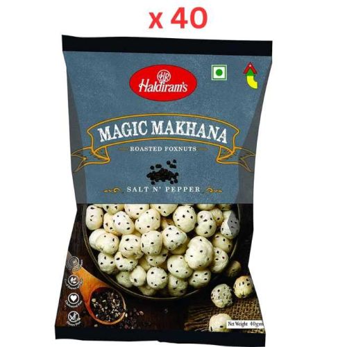 Haldirams Roasted Foxnuts Salt N Pepper - 30 Gm Pack Of 40 (UAE Delivery Only)