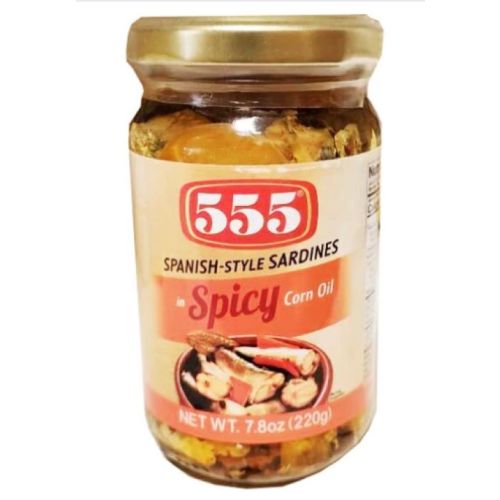 555 Spanish Style Sardines In Spicy Corn Oil 220 Gm Pack Of 24 (UAE Delivery Only)