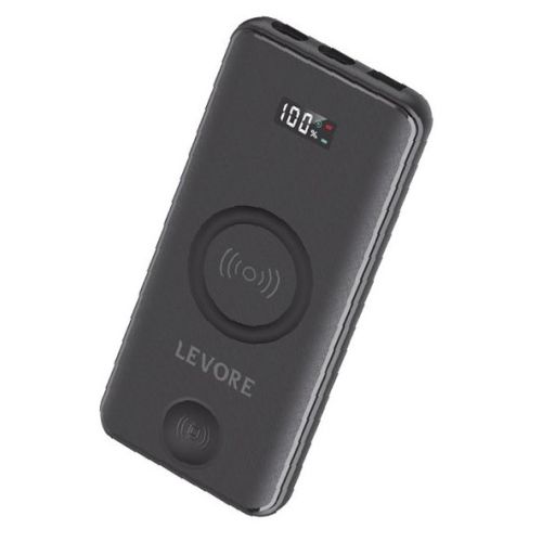 Levore 3 In 1 Wireless Charge Power Bank PD 20W 10000mAh 3 Port, Black- LP431-BK (UAE Delivery Only)
