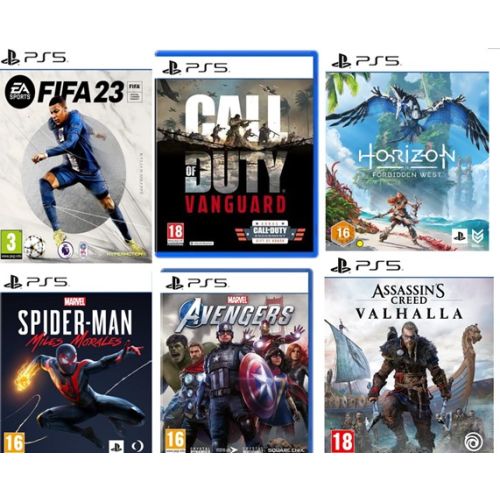 PlayStation 5 Games bundle Offer (FIFA 23 +Call of Duty Vanguard +Horizon: Forbidden West +Marvels Spiderman Miles Morales +Marvel's Avengers +Assassin's Creed Valhalla) -PS5