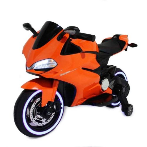 Megastar Ride On 6V Ducati Style Light Up Power Motorbike Electric For Kids - Orange (UAE Delivery Only)