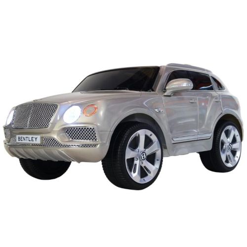 Megastar Premium Licensed Bentley Bentayga Car 12 V With Leather Seats And Rubber Tyres - Metallic Painted Silver (UAE Delivery Only)