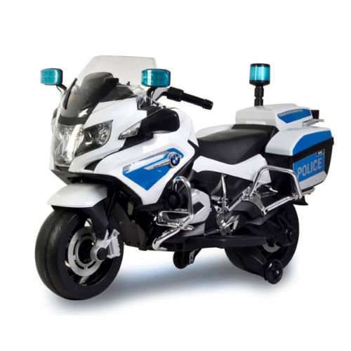 Megastar Licensed Ride On 12 V BMW Police Bike Electric Motorcycle For Kids - White (UAE Delivery Only)