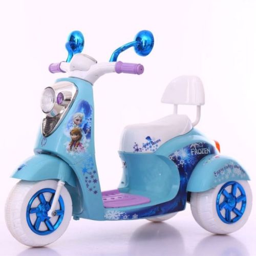 Megastar Ride On Frozen Style 6V Sparkly Scooty For Girls - Blue (UAE Delivery Only)