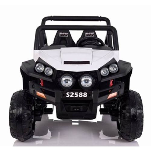 Megastar Rideon 12V  2 Seater Kids Buggy 4X4  With Rubber Tyres Car & Leather Seats - White (UAE Delivery Only)