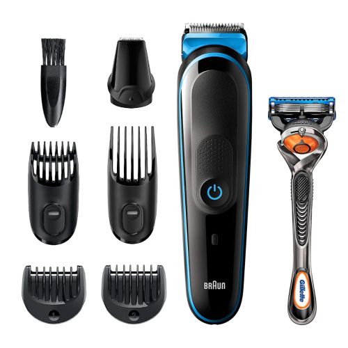 Braun Multi Grooming Kit 7-in-One Face and Body Trimming Kit, Black & Blue, MGK 5245
