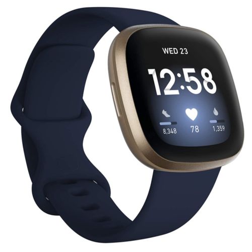 Fitbit Versa 3 Smartwatch , Midnight Soft Gold