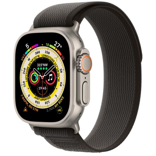 Apple Watch Ultra (GPS + Cellular), 49mm Titanium Case with Black/Gray Trail Loop - S/M