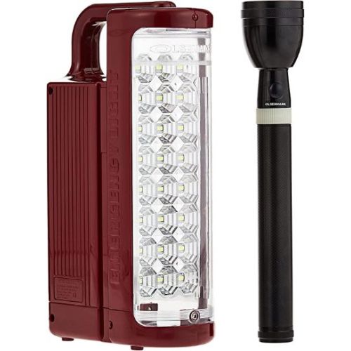 Olsenmark 24 Pieces Rechargeable LED Emergency Lantern with Flashlight MaroonBlack - OMEFL2804
