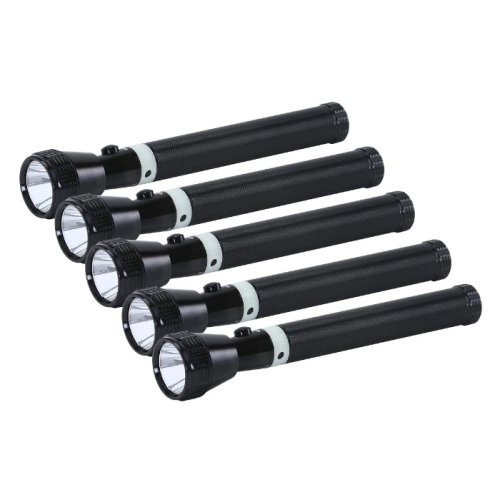 Olsenmark 5 Pieces Rechargeable LED Flashlight Combo-(Black) - OMFL2710