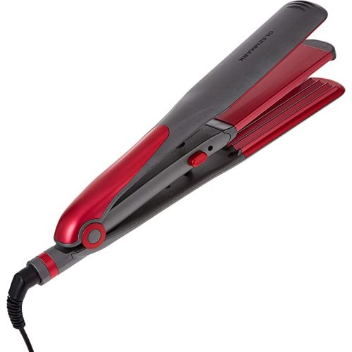 Olsenmark 2 in 1 Hair Straightener with Wide Plate, 1 cm x 24 cm Size - Red/Grey - OMH4085