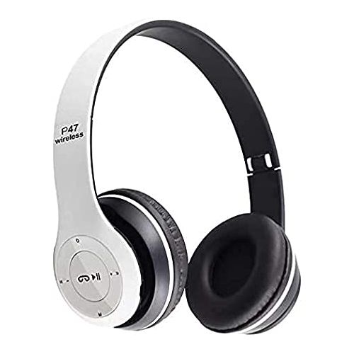 P47 Multifunctional Wireless Foldable Over Ear Headphone, White