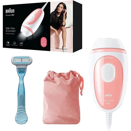Braun Silk-Expert Mini PL1014 IPL With 2 Extras Venus Smooth Razor  And Travel Pouch White And Pink