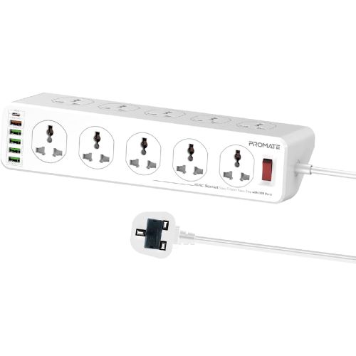 Promate Power Strip with USB Charging Ports, POWERMATRIX-3M.UK