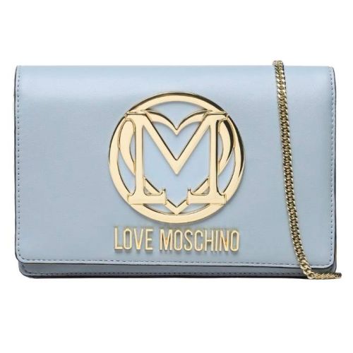 Love Moschino Elegant Light Blue Faux Leather Shoulder Bag (LOMO-12154)