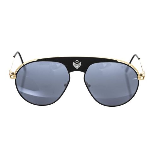 Frankie Morello Sleek Metallic Shield Sunglasses with Smoke Gray Lens (FR-22124)