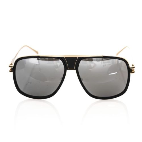 Frankie Morello Elegant Shield Sunglasses with Gold Accents (FRMO-22129)