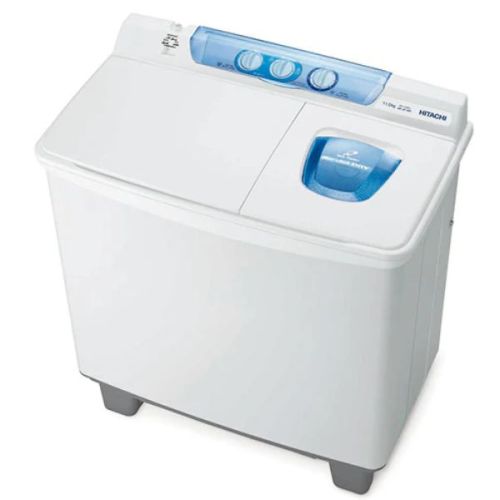 Hitachi 10.5KG Twin Tub Top Load Washing Machine with Semi Automatic 9KG Dryer Capacity, Air Jet Dry with Nano Titanium Filter, Dust Cover, Turbo Drying, 2-Way Wash Action-(‎White)-(PS1100KJ3CGXWH)