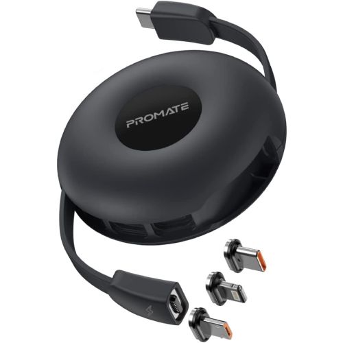 Promate Magnetic Charging Cable, QUIVER.BLACK
