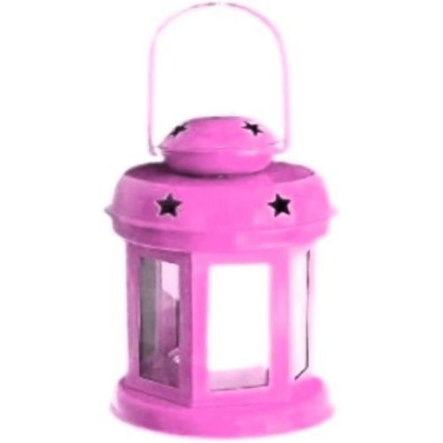 Hanging Lantern Decorative Tea Light Holder Home Decor Iron Lamp with Candle Tealights & Festive Decor fancy lights flower, Pink
