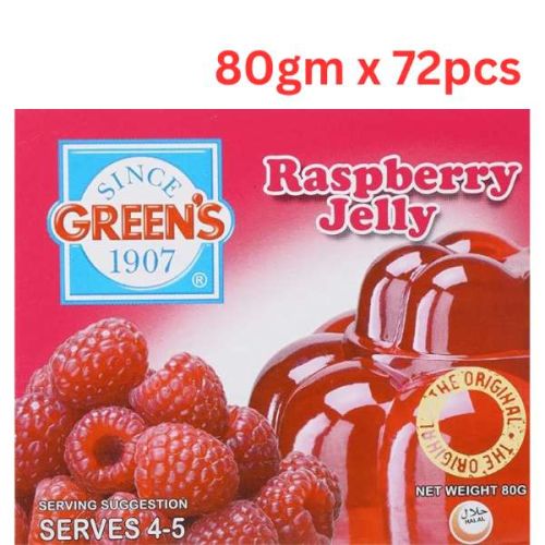Green's Jelly Raspberry (Pack Of 6 X 12 X 80g) 