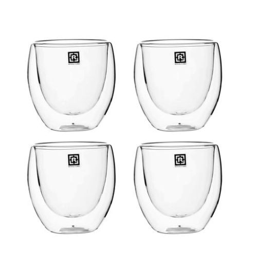 Double Wall Cup Set, 80ml Borosilicate Glass Cup-(RF10568)