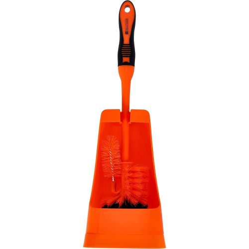Royalford One Click Series Toilet Brush with Holder Clears Clogged Toilets and drains, Orange - RF2372