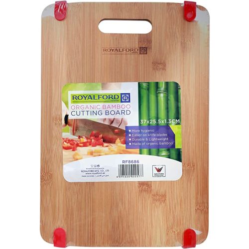 Royalford Carbonized Organic Bamboo Cutting Board, 37x25.5x1.3cm-(RF8686)