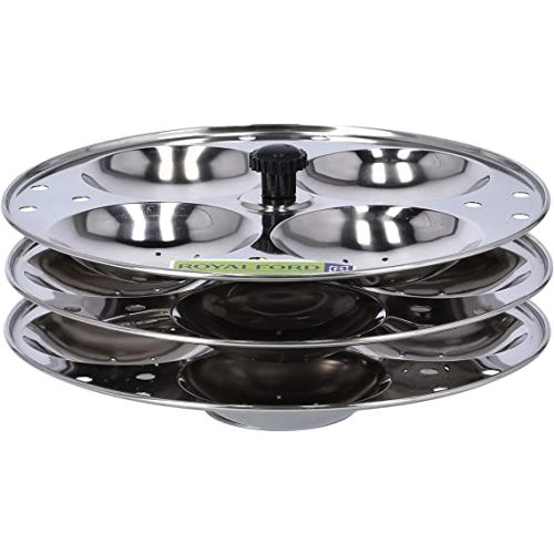 Royalford Stainless Idly Stand -3-Tier with 12 Pcs Capacity Idli Steamer-(RF9876)