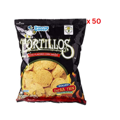 Granny Goose Tortillos Chips Chilli Flavour, 100 Gm Pack Of 50 (UAE Delivery Only)