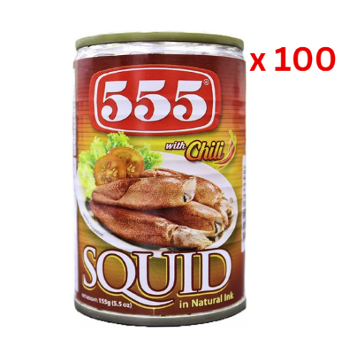 555 Squid In Natural Ink With Chilli, 155 Gm Pack Of 100 (UAE Delivery Only)