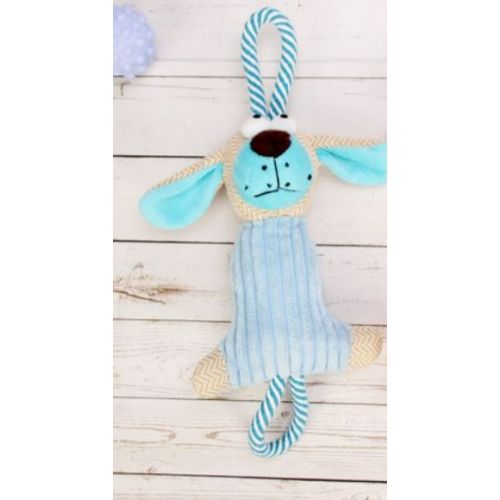 For Pet Dog Chew Squeak Toys Fleece With Cotton Handle Rope - Blue
