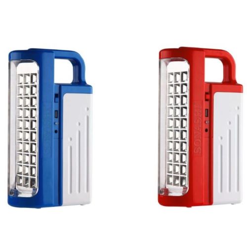 Sonashi Rechargeable Led Lantern Power Bank & Solar Charge Function Red & Blue - SEL-702