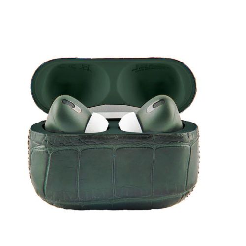 Merlin Craft Apple Airpods Pro Gen 2C Leather Alligator Green