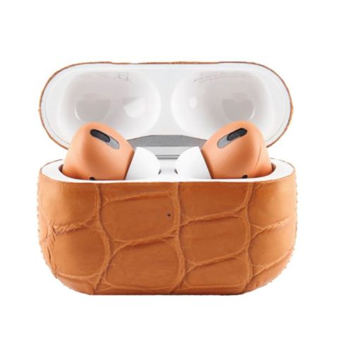 Merlin Craft Apple Airpods Pro Gen 2C Leather Alligator Orange