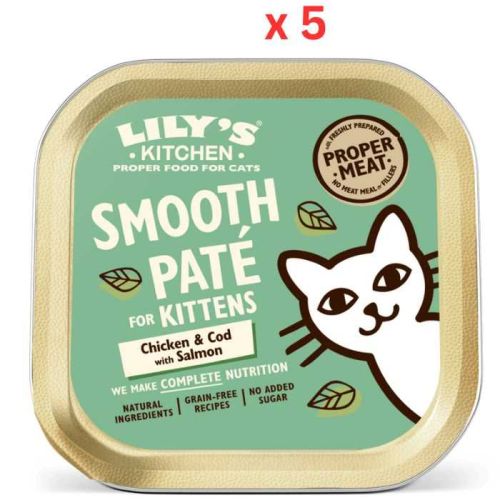 Lily'S Kitchen Chicken Cod & Salmon Paté Kitten Wet Food (85G) (Pack of 5)