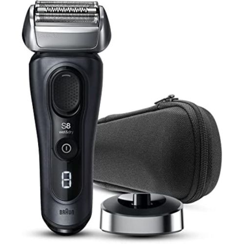 Braun Series 8 Wet & Dry Shaver with Charging Stand and Travel Case, Fjor, Grey, Shaver 8413S