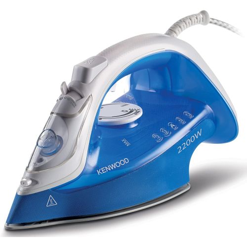 Kenwood Steam Iron 2200W with Ceramic Soleplate, Anti-Drip, Anti-Calc, Self Clean, Continuous Steam, Steam Burst, Spray Function STP60.000WB White/Blue