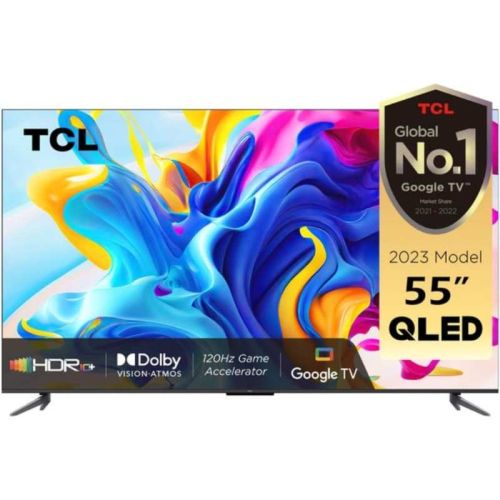 TCL 4K UHD QLED 55 Inch Smart TV with Quantum Dot Technology, Black (2023 Model) - 55C645
