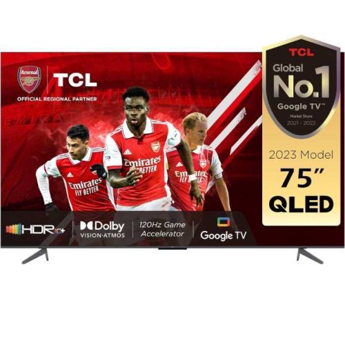 TCL 75 Inch TV 4K QLED Smart TV Dolby Vision Atmos HDR 10+ Game Master Wide Colour Gamut Quantum Dot Technology - (2023 Model) - 75C645 