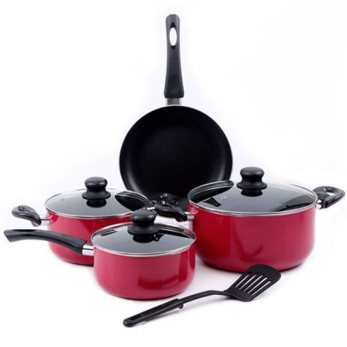 Royalford  8 Pcs Non-Stick Cookware Set, Red and Black - RF7923