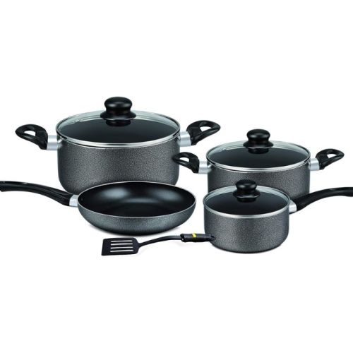 Royalford  8 Pcs Aluminum Non-Stick Cookware Set, Grey - RF7923
