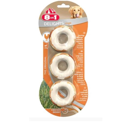 8In1 Delights Meaty Chewy Rings 3Pcs