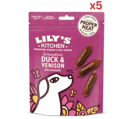 Lily'S Kitchen Scrumptious Duck & Venison Sausages Dog Treats (70G) (Pack Of 5)