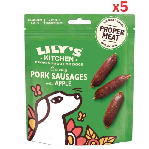Lily'S Kitchen Cracking Pork & Apple Sausages Dog Treat (70G) (Pack Of 5)