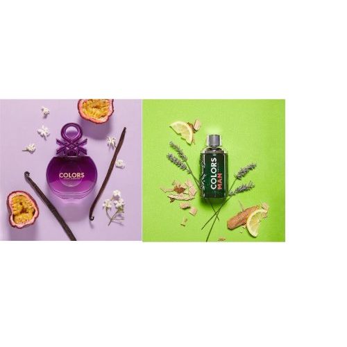 Colors Of Benetton - Purple & Green Women - Eau De Toilette Natural Spray 50ml  2- Gift Set (UAE Delivery Only)