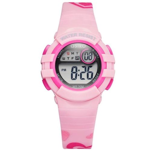 Astro Kids Watch, Digital Display and Polyurethane Strap, Pink Print - A23917-PPPP 