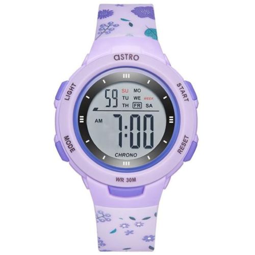 Astro Kids Watch, Digital Display and Polyurethane Strap, Purple Butterfly Print  - A23914-PPVV-BT